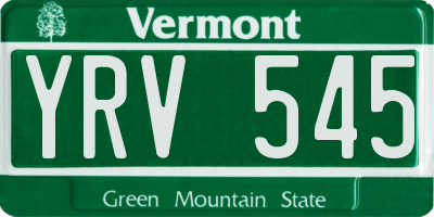 VT license plate YRV545