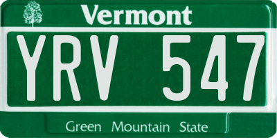 VT license plate YRV547