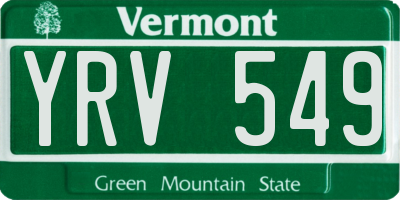 VT license plate YRV549