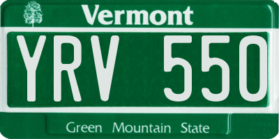 VT license plate YRV550