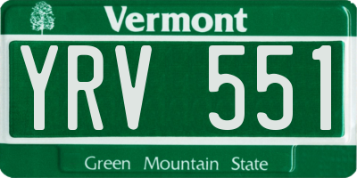 VT license plate YRV551