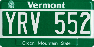 VT license plate YRV552