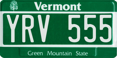 VT license plate YRV555