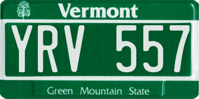 VT license plate YRV557