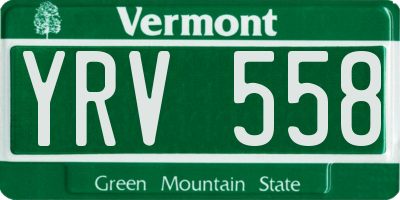 VT license plate YRV558