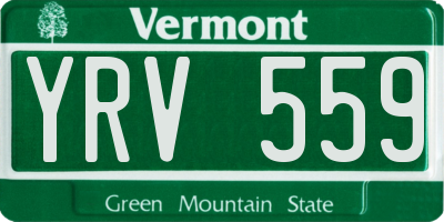 VT license plate YRV559