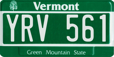 VT license plate YRV561