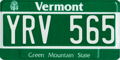 VT license plate YRV565
