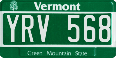 VT license plate YRV568