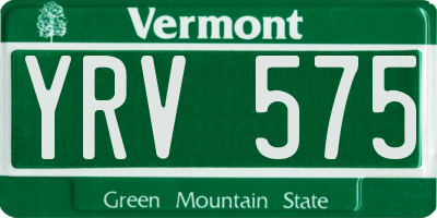 VT license plate YRV575
