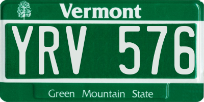 VT license plate YRV576