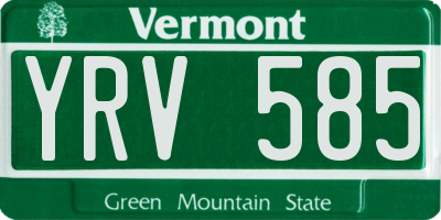 VT license plate YRV585