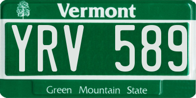 VT license plate YRV589