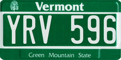 VT license plate YRV596