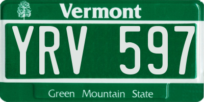 VT license plate YRV597