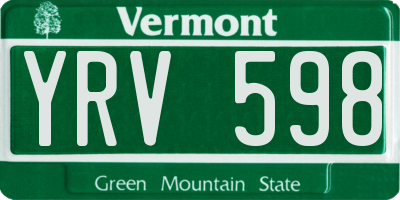 VT license plate YRV598