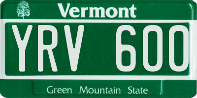 VT license plate YRV600