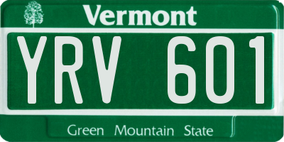 VT license plate YRV601