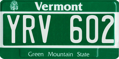 VT license plate YRV602
