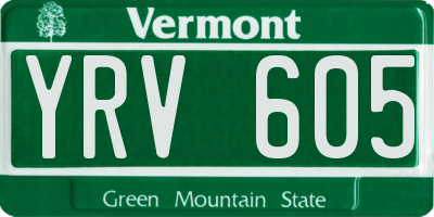 VT license plate YRV605