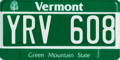 VT license plate YRV608