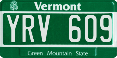 VT license plate YRV609