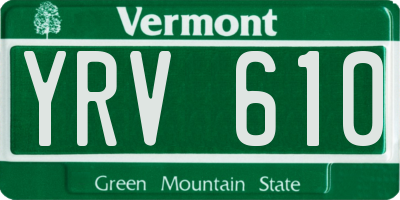 VT license plate YRV610