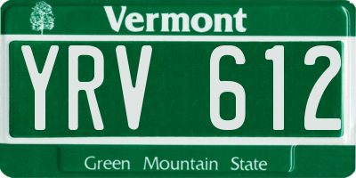 VT license plate YRV612
