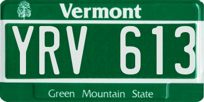 VT license plate YRV613