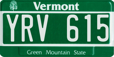 VT license plate YRV615