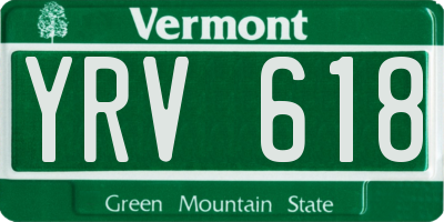 VT license plate YRV618