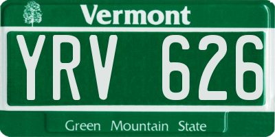 VT license plate YRV626