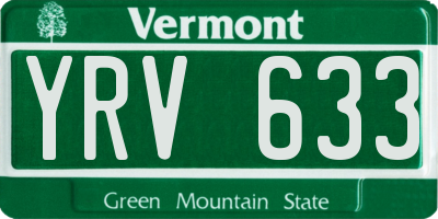 VT license plate YRV633
