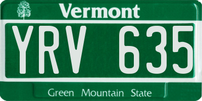 VT license plate YRV635