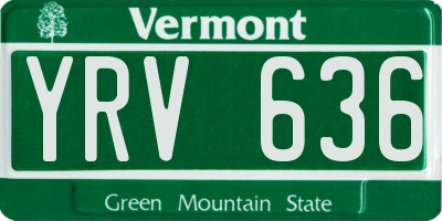 VT license plate YRV636