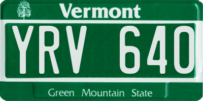 VT license plate YRV640