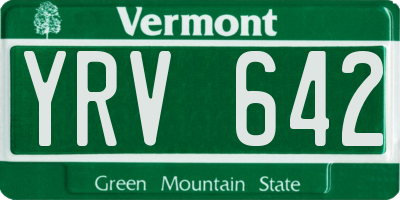 VT license plate YRV642