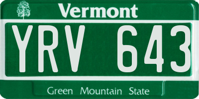 VT license plate YRV643