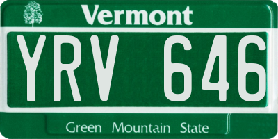 VT license plate YRV646
