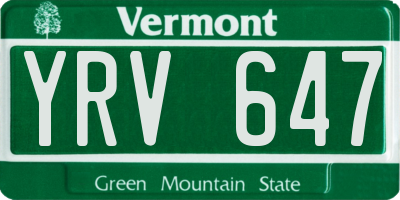VT license plate YRV647