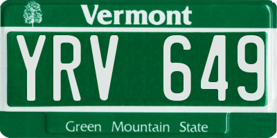 VT license plate YRV649