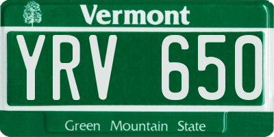 VT license plate YRV650