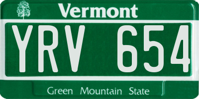 VT license plate YRV654