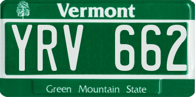 VT license plate YRV662