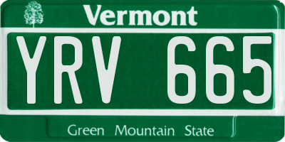 VT license plate YRV665