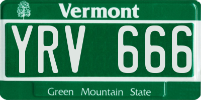 VT license plate YRV666