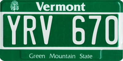 VT license plate YRV670
