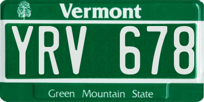 VT license plate YRV678