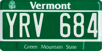 VT license plate YRV684