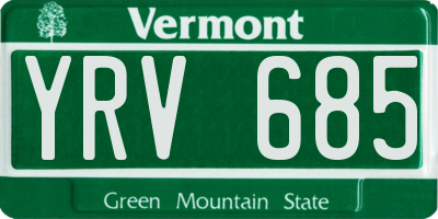 VT license plate YRV685